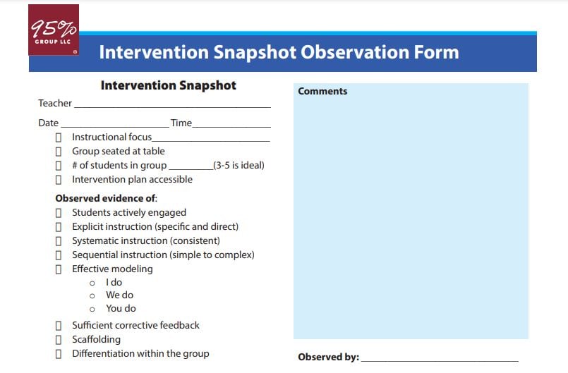 Intervention Snapshot Form